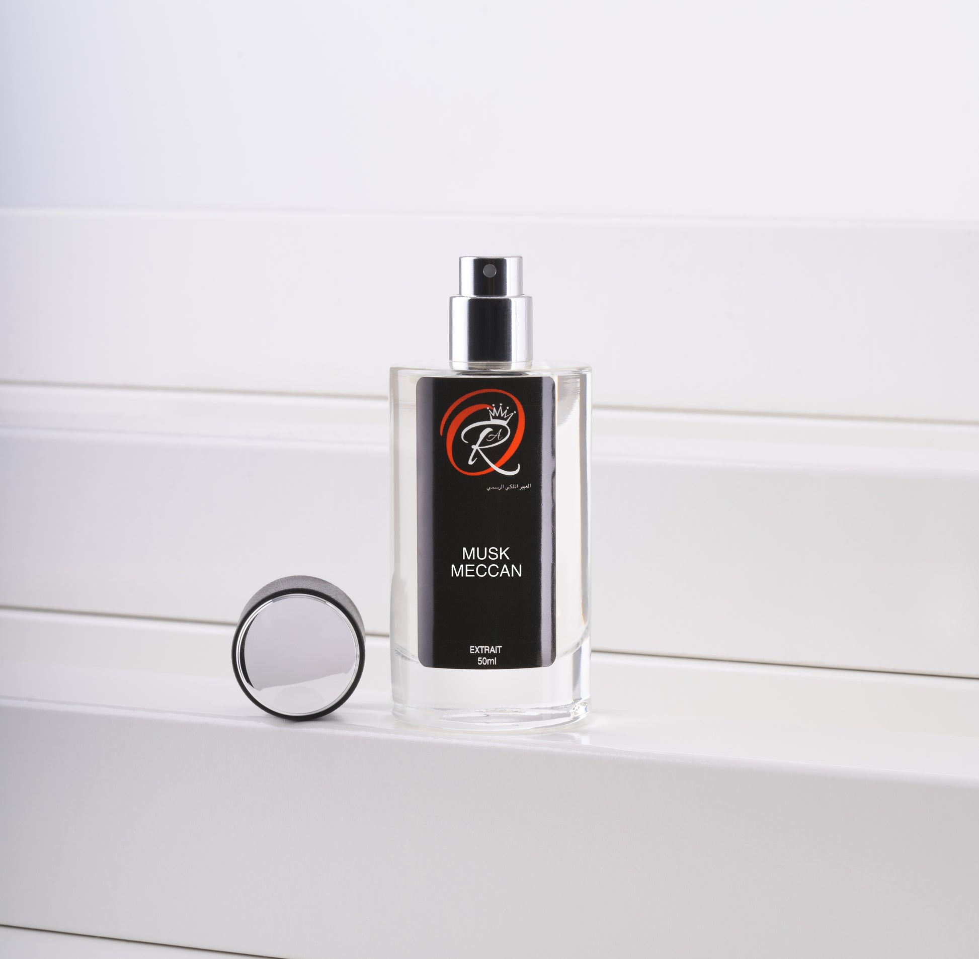 Musk Meccan luxury oriental oud fragrance bottle with rich Arabian perfume notes